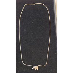 Vintage Sterling Silver Bear Pendant on Snake 33" Chain 31 grams